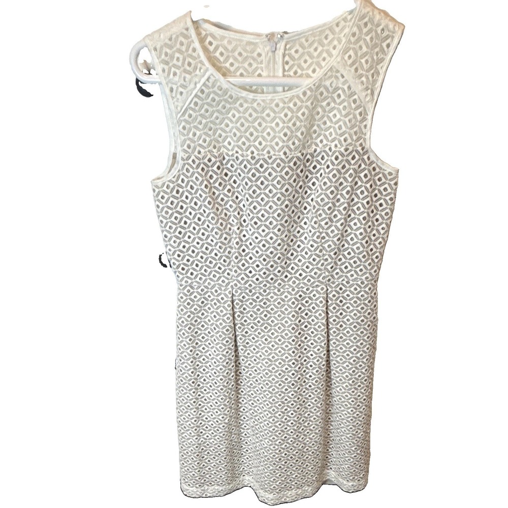 Calvin Klein White Lace A-Line Sleeveless Knee Length Dress Round Neck 6P